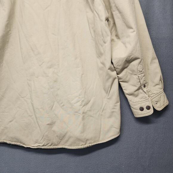 Berkley & Jensen Shacket Shirt Jacket Mens XL Beige Fleece Lined Plaid Vintage - Picture 15 of 16